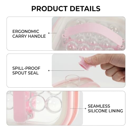 Portable Silicone Ice Ball Maker Kettle, 2-In-1 Flat Collapsible Sphere Cube Mold & Drink Flask with Lid, Spherical Storage Cup, Kitchen Popsicle Gadget for Home & Travel, 17/19 Grid (Pink 19 Grid) - Image 6