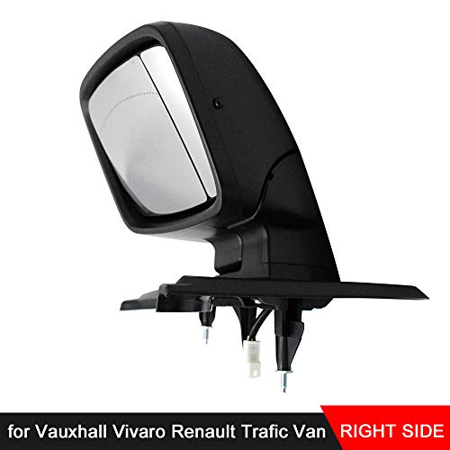mewmewcat Drivers de espelho elétrico preto lateral compatível com Vauxhall Vivaro Renault Trafic Va