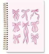 DSHFG Preppy Pink Bow Notebook Coquette Notebook, Trendy Bow Aesthetic Notebook, Pink Notebook Jo...