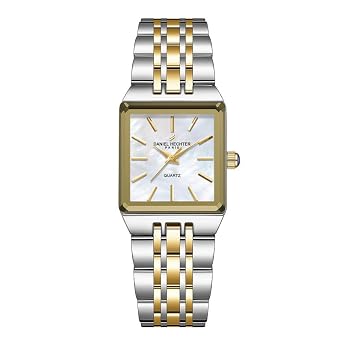 Daniel Hechter Paris Clara Collection Analog Quartz Watch for Women with Square Dial, Metal Case, Stainless Steel Strap and Water Resistant