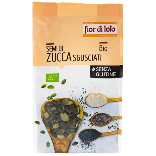 Fior di Loto Semi di Zucca Sgusciati Bio - Ricco di Fibre e Proteine ​​- Semi oleosi senza glutine - 200 g