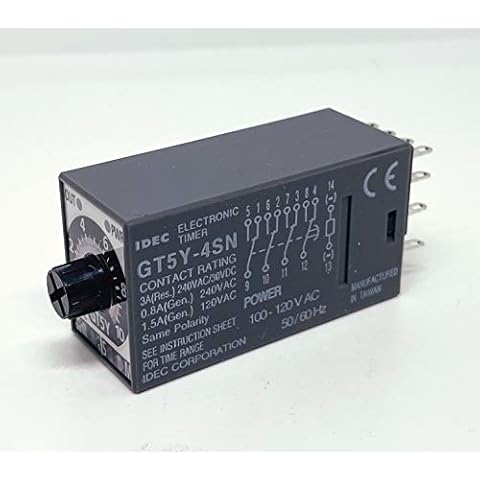 IDEC GT5Y-4SN1A100 14 BLADE, 3 AMP CONTACT, TIME DELAY RELAY, GT5Y SERIES, 100-120 VAC OPERATING VOLTAGE, 220 VAC / 30 VDC OUTPUT, 50/60 HZ, 4PDT, 1 SEC / 10 SEC / 1 MIN / 10 MIN RANGE, ON-DELAY Cover