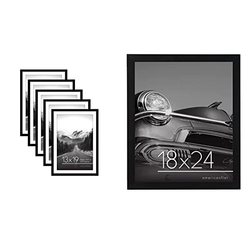 Americanflat 13X19 Picture Frame In Black - Set Of 5 - Use As 11X17 Picture Frame & 18X24 Poster Frame In Black - Composite Wood With Polished Plexiglass - Horizontal And Vertical Formats #TOP19
