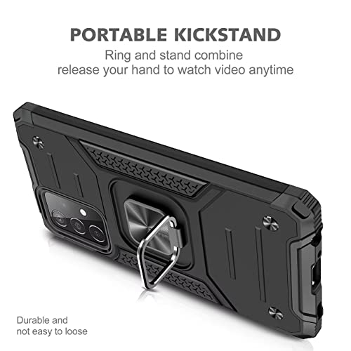 Case for Samsung Galaxy A52 4G&5G / A52S, Tempered Glass [2 Pack] Protective Silicone TPU Shockproof Tough Armor Hard Cover - Black