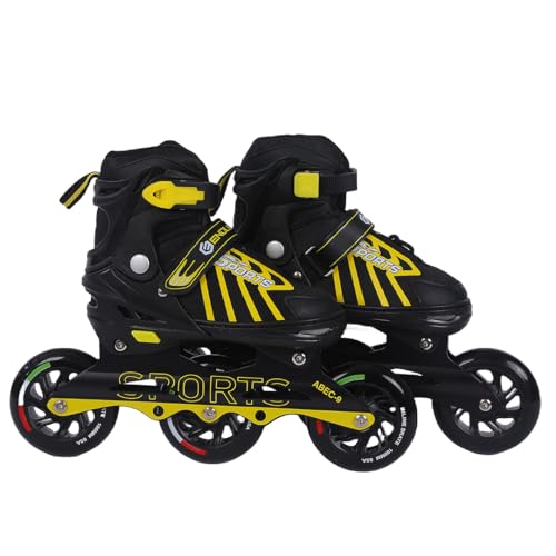 Endless EL1031 Inline Adjustable Skates Large Size 39 EUR (UK 5.5) - 43 EUR (UK 9) for 12 Years and Above | Yellow | Aluminium Chassis and 100 mm PU Three Wheels | with ABEC 9 Bearings | In - Outdoor