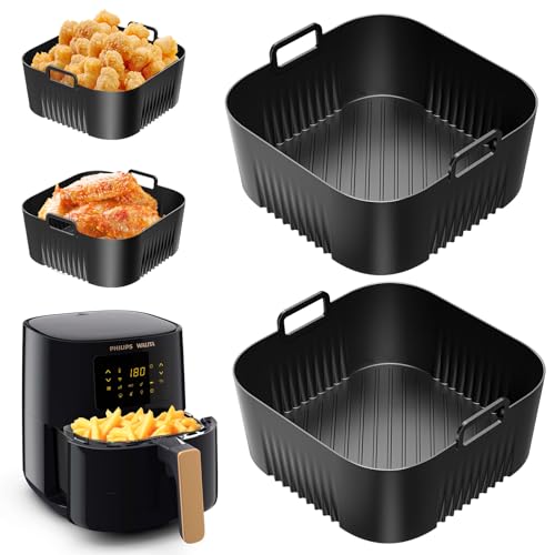 2 Stück 17cm Airfryer Silikonform für Philips 4.1L Airfryer 3000 Série HD9252/90, 5000-Serie HD9255/80 4.1L, Heißluftfritteuse Zubehör für Russell Hobbs Airfryer 4L