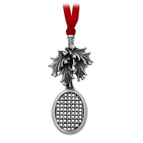 Tennis Christmas Ornament Antiqued Pewter with Austrian Crystals Made in USA