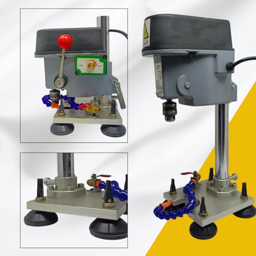 Image of Excel Impex Bench Drill Machine with Adjustable Height, 3 Level Speed controlling, Red Control Handle, Precision Drilling Machine for Glass Workshop