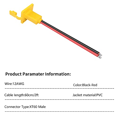 Cable XT60 macho con panel de montaje 12 AWG y tapa antipolvo de 60cm 5
