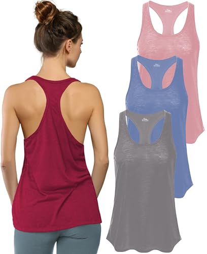 Image of Sexy Basics Women's Everyday Flowy Burnout Slub Racer Back Tanks | Active Workout Tops | Multi Packs & Colors
