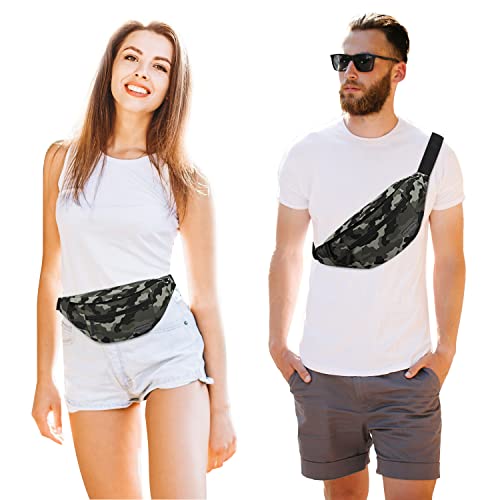 Large Camo Fanny Pack Belt Bag with 4-Zipper Pockets Gifts for Enjoy Festival Sports Workout Traveling Running Casual Hands-Free Water-Resistant Waist Pack Bag Carrying All Size of Phones - Thumbnail 2