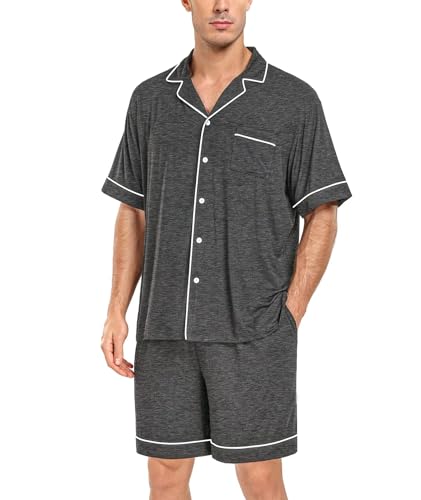 DIKFA Couple Matching Pajamas Set Short-sleeve PJ Women & Men 2Pcs Loungewear Button Down Sleepwear Pjs Sets3