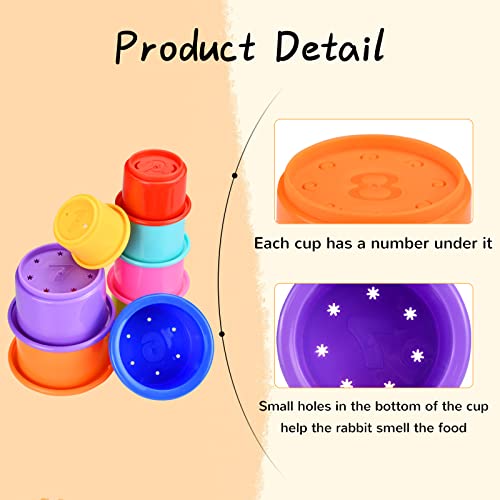 Cooshou Colorful Multi-Sized Stackable Cup Toys For Bunny Rabbit Rainbow Nesting Toys For Small Animals Foraging Playing #TOP2