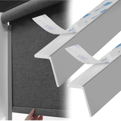 Light Gap Blockers L-shaped Blackout Light Blockers Side Tracks, PVC Blinds Light-blocking Strips Self Adhesive, Interior Window Gap Edge Strip Privacy Custom(Gray,40in/102cm)