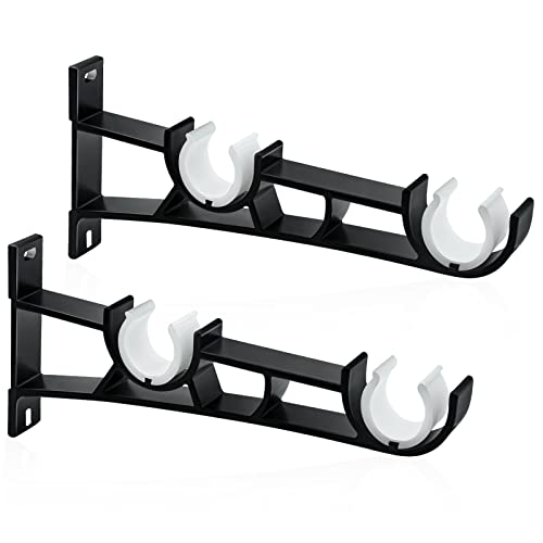 Design per uso versatile: staffe per tende con stile classico e finitura nera antiruggine, aspetto liscio, conciso e bellezza. Le staffe nere per aste per tende possono gestire tende pesanti o velate, perfette per camera da letto, ufficio, soggiorno, bagno, cucina, ecc. Aggiungi un tocco di eleganza ed eleganza alla tua casa.
