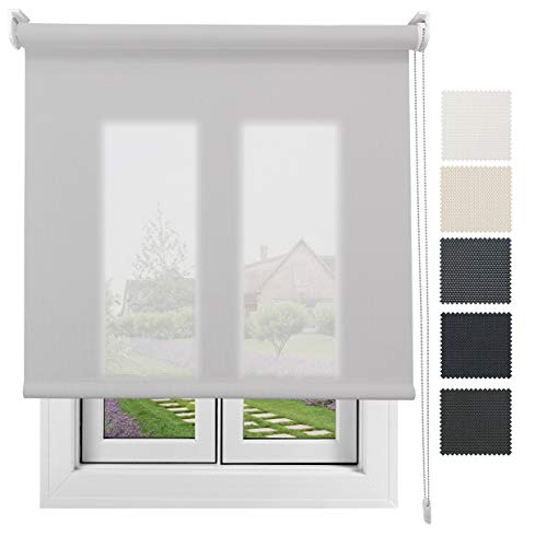 DECORESTOR Estor Screen 10% Premium a Medida, Desde 40 a 300 cm de Ancho   Perla   Stores traslucidos enrollables 210 x 280 cm para Ventanas y Puertas