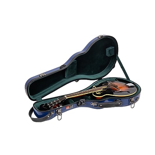 Image of Crossrock Case - Fiberglass Mandolin Case - Fits Both A & F Styles - Padded Straps, Accessory Compartment, Fixed & Removable Padding - Includes TSA Lock - Navy Blue