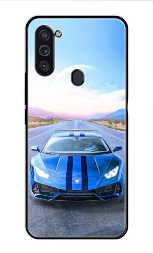 Image of Metal TPU Printed Back Cover for Samsung Galaxy A11 (Car with Moon View) 360 Degree Protection | Camera Protection -25092024(AR)
