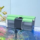HSIFMATE Aquarium Filter Hang on Fish Tank Filters Adjustable Ultra-Quiet Powerful U-V Fish Tank Filter for Aquariums Up to 45 Gal, Green Clean Machine