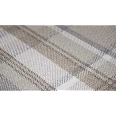 TheFabricTrade Natural Taupe Tartan Plaid Check Tweed Balmoral Wool Effect Curtain Fabric Upholstery Cushion Price Per Metre Cover