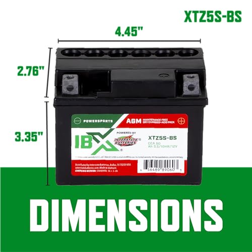 Image of Interstate Batteries IBX YTZ5S-BS Powersports Battery 12V 3.5Ah 50CCA AGM