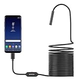 DEPSTECH 5.0MP USB Endoscope, Type-C UHD Inspection Camera, 8.5mm Scope Camera with IP67 Waterproof Borescope Cable, 6 Adjustable LED, Compatible with Android(OTG) Phone, Windows, MacBook PC -16.5ft
