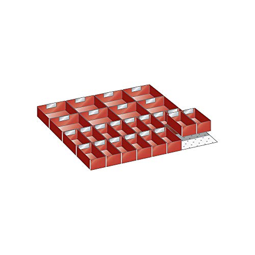 LISTA Einsatzkästen, Fronthöhe 50 mm, 16 kästen 150x75 mm, 7 kästen 150x150 mm, Schubladennutzgröße BxT 612x612 mm