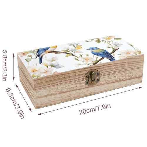 Boîte de rangement en bois bijoux souvenirs imprimé fleurs - 3