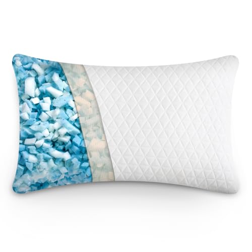 Image of Shredded Memory Foam Pillows, Bed Pillows for Sleeping, Medium Firm Pillows Standard /Queen Size Pillow for Side Back Stomach Sleepers, Neck Support Pillow with Washable Removable Cover (1 Pack)