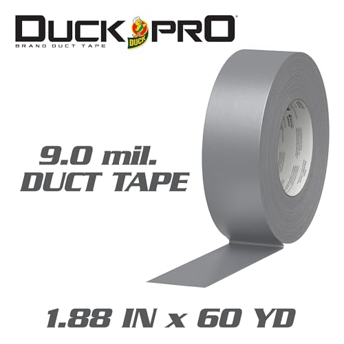 Image of Duck Pro Heavy Duty Duct Tape for Long Lasting Repairs, 2 inch Wide (1.88 in x 60 Yds) Performance Grade Tape with Waterproof Backing, Silver, 24 Rolls