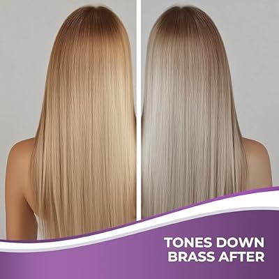 Karseell Purple Hair Mask and Argan Oil Set for Blonde, Silver and Gray Hair, Brass Toning Deep Conditioner for Color-Treated, Bleached or Highlighted Hair, 16.9 oz and 1.69 oz