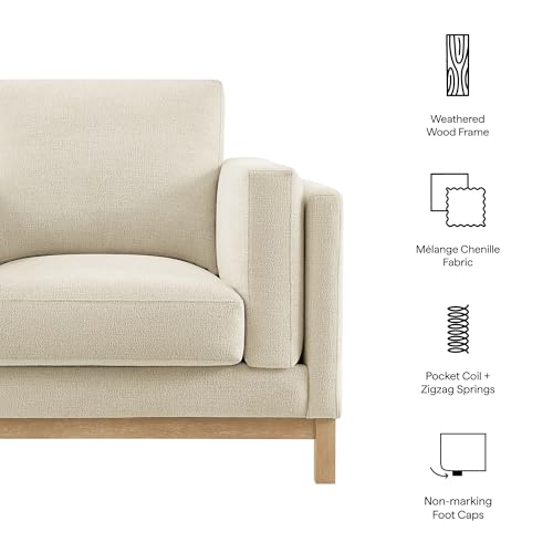 Sillón acogedor chenille marfil moderno miniatura 4