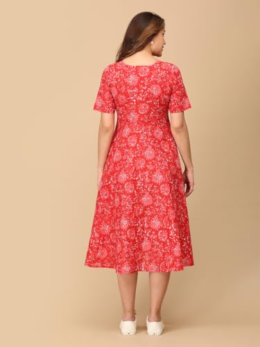 Image of The Mom Store Maternity and Nursing Dress | Pre and Post Pregnancy Dress | Zipper /Button Opening | Causal Wear | Trendy Stylish Causal Dresses for New Moms