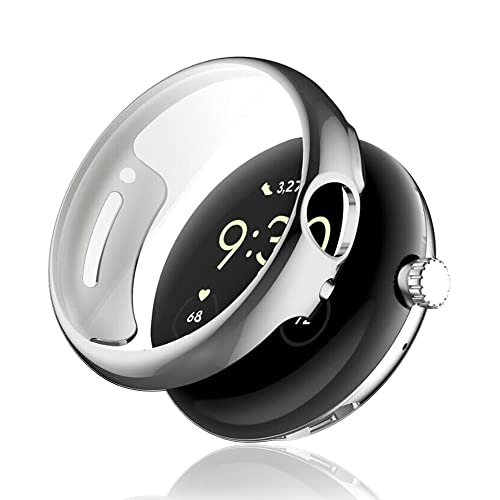 【YXHH】 Google Pixel Watch 用 ケース 保護カバー 保護フィルム 一体型 TPU素材 全面保護 超薄型 装着簡単 耐衝撃 高透過率 指紋防止 傷防止 銀…