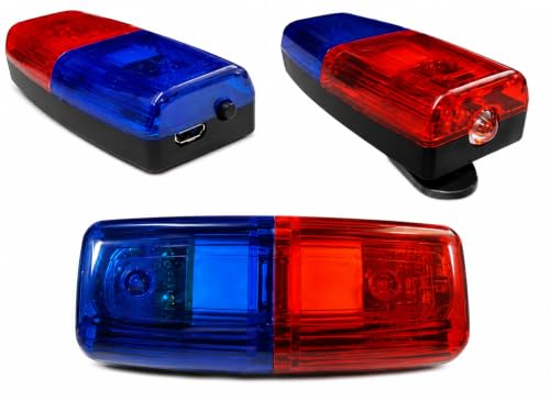 Image of HESHAM Rechargeable LED Police Shoulder Light with Clip - Red, Blue & White Strobe Warning Light, 360-Degree Rotation, 500m Visibility, Emergency Safety Flashing Light for Night Patrol