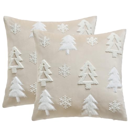 Kissenbezug Weihnachten 2 Stück, Weihnachtsdeko Kissenbezug 45x45 cm,...