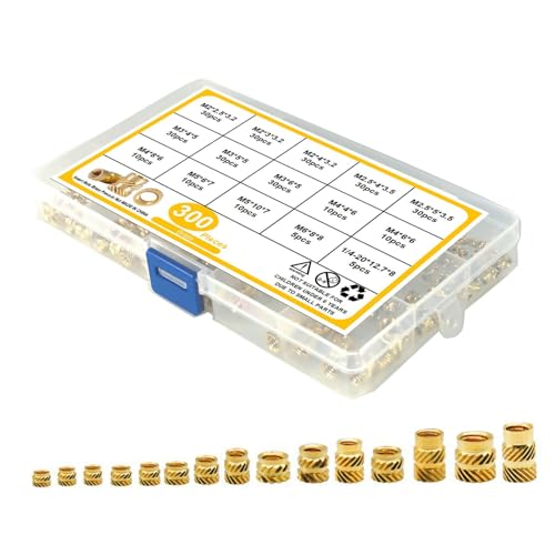 Kit sortido de inserção rosqueada de latão rosqueado com 300 peças para componentes de impressão 3D