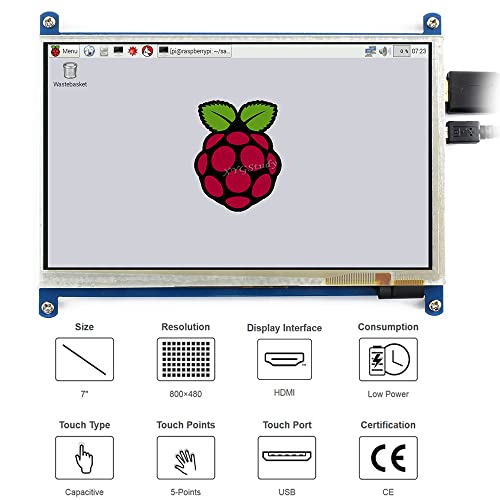 7 Inch 800×480 Capacitive Touch Screen Hdmi Interface Custom Raspbian Lcd Monitor Mini Pc Supports Raspberry Pi 4 3 2 1 Model B B+ A+ & Beaglebone Black & Banana Pi/Banana Pro @Xygstudy #TOP3
