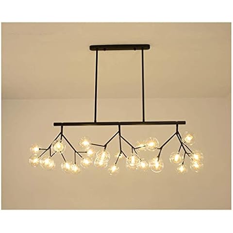 Chandelier Pendant Light,Creative Led Glass Bubble Ball Ceiling Light for Restaurant Living/Dining Room Study Bedroom Hanging Flush Mount,Black Cover