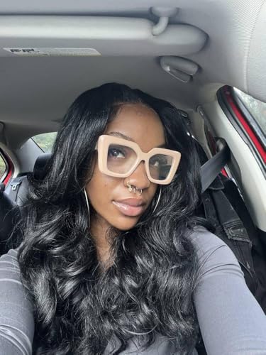 Image of FEISEDY Oversized Square Blue Light Blocking Glasses for Women Men Fashion Computer Glasses Reduce Eye Strain B0111