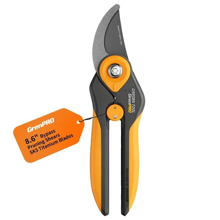 GRENPRO 8.6" Garden Shears, 1.38" Cut Capacity Pruning Shears for Gardening