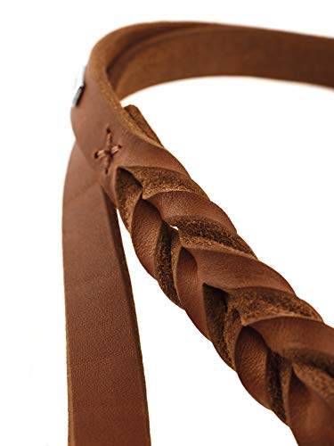 HUNTER verstellbare Führleine SOLID EDUCATION, Farbe: cognac, Leder, geflochten, robust, weich, Größe: 18/200