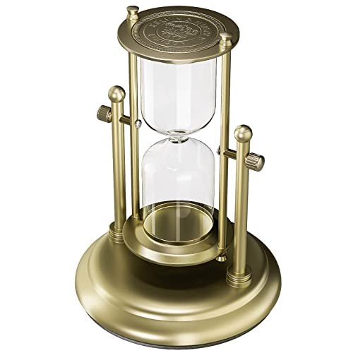 SuLiao Empty Hourglass, Brass 360 Rotating DIY Sand Timer for Wedding Ceremony Set, Large Antique Without Sand Clock for Desk Home Office Decorative