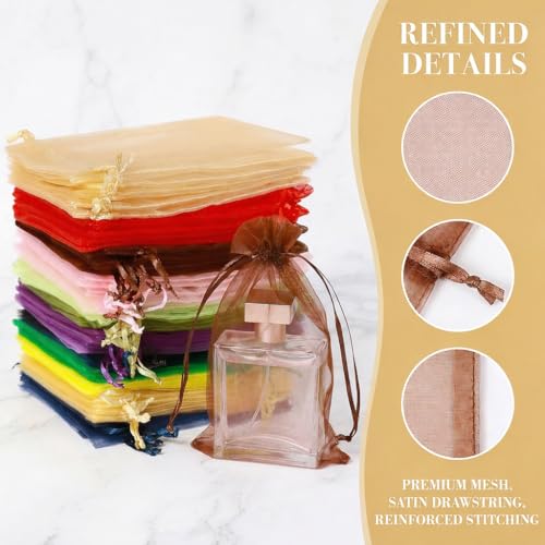 Image of 100PCS Organza Bags, 4X4.72 inch Wedding Favor Bags with Drawstring, Mixed Color Satin Drawstring Organza Pouch Gift Bags for Party, Jewelry, Christmas, Mother's Day, Festival, Bathroom Soaps, Makeup Organza Favor Bags Easter Gifts