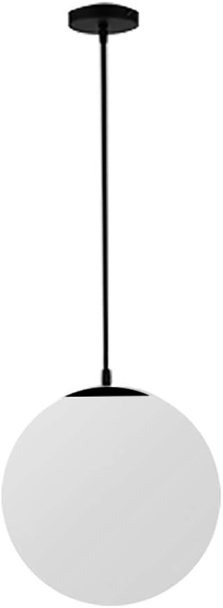 Industrial Vintage Modern Pendant Light Frosted Glass Globe Ceiling Lamp Shade E27 Base Hanging Light Fixture Chandelier for Loft Coffee Bar Living Room (Black, 20CM)