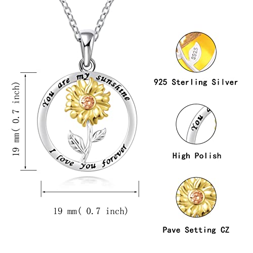 Ogoodsunj Sunflower Necklace Anklet Bracelet Earrings Ring - S925 Sterling Silver Jewelry Heart Pendant For Women Girls You Are My Sunshine (I Love You Forever) #TOP1