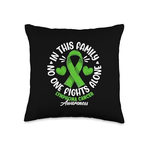 Lymphocytes Lymphoma Cancer Disease Awareness No One in This Family Fights Alone I Lymphoma Cancer Throw Pillow, 16x16, Multicolor