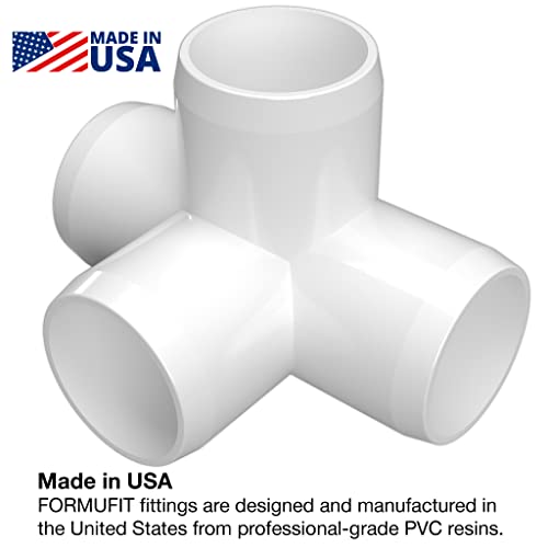 Formufit 1/2 Inch 4-Way Pvc Tee, Furniture Grade, 1/2” Size Fitting, White, Schedule 40 Pvc Pipe Connector, Made In Usa (Pack Of 10) #TOP1
