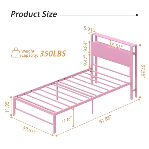 Twin Bed Frames for Kids, Twin Size Bed with 2 Tiers Wood Shelves Headboard by Weehom - Used condition - Image 7