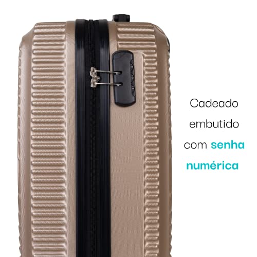 Kit Conjunto de 2 Malas De Viagem Para Bordo Fibra C/rodinha 360°